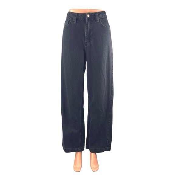 Zara Denim - Zara Women's Black High Waisted Baggy Wide Leg Y2k Casual Denim Jeans Size 4